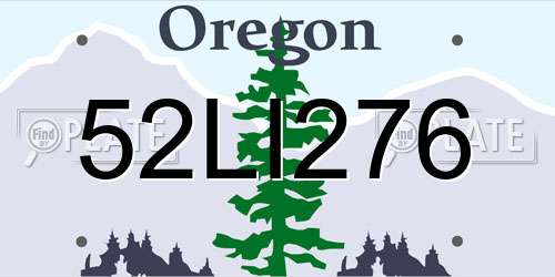 52LI276 Oregon License Plate