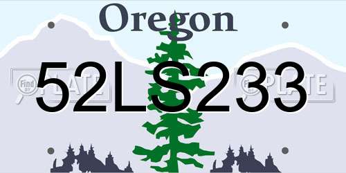 52LS233 Oregon License Plate