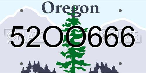 52OO666 Oregon License Plate