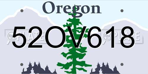 52OV618 Oregon License Plate