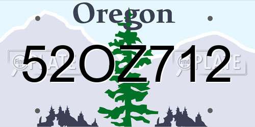 52OZ712 Oregon License Plate