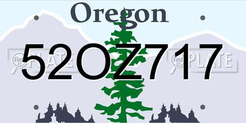 52OZ717 Oregon License Plate