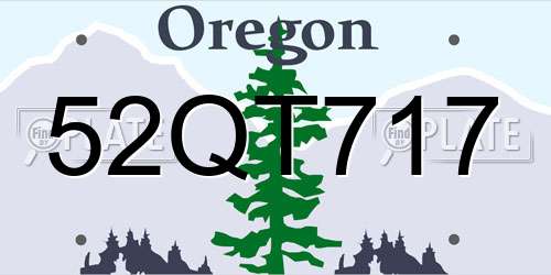 52QT717 Oregon License Plate