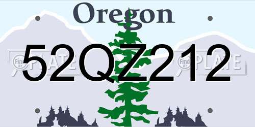 52QZ212 Oregon License Plate