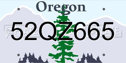 52QZ665 Oregon License Plate