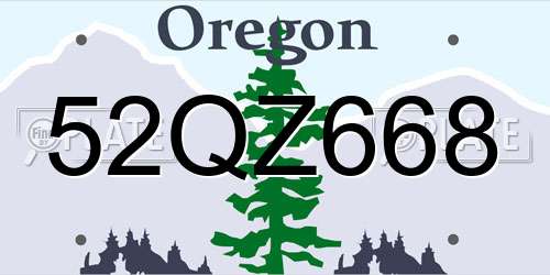 52QZ668 Oregon License Plate