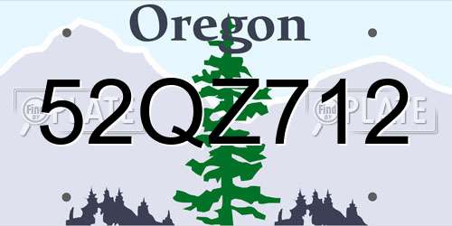 52QZ712 Oregon License Plate