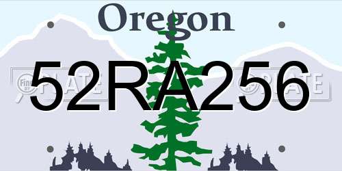 52RA256 Oregon License Plate
