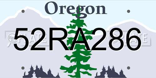 52RA286 Oregon License Plate