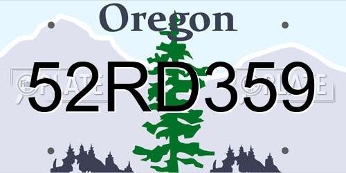 52RD359 Oregon License Plate