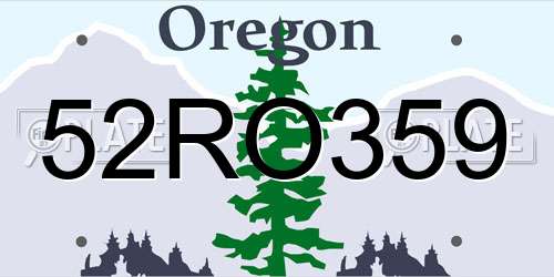 52RO359 Oregon License Plate