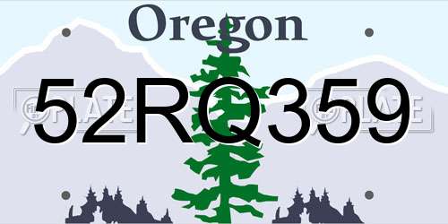 52RQ359 Oregon License Plate