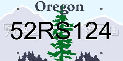 52RS124 Oregon License Plate