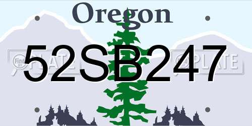 52SB247 Oregon License Plate