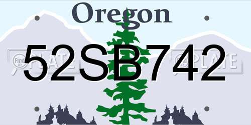 52SB742 Oregon License Plate