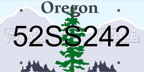 52SS242 Oregon License Plate