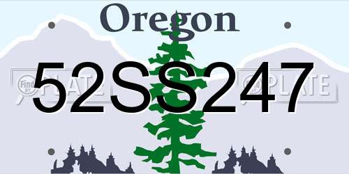 52SS247 Oregon License Plate
