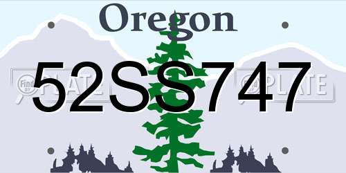 52SS747 Oregon License Plate