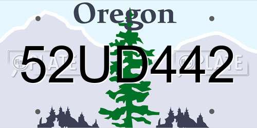52UD442 Oregon License Plate