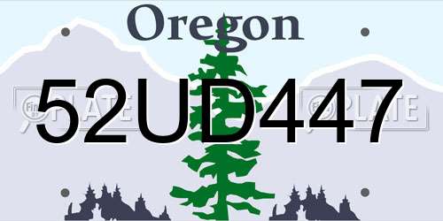 52UD447 Oregon License Plate