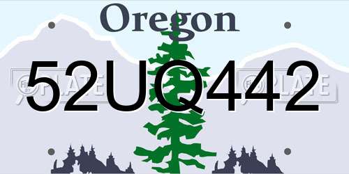52UQ442 Oregon License Plate