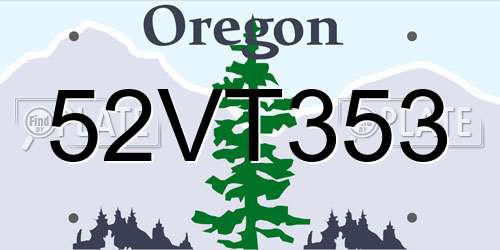 52VT353 Oregon License Plate