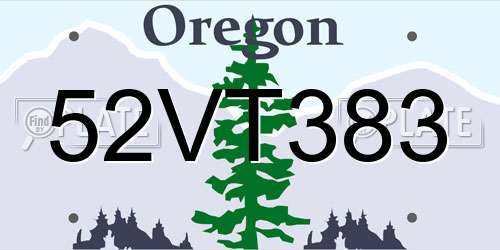 52VT383 Oregon License Plate