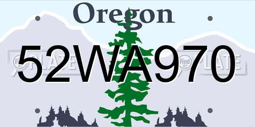 52WA970 Oregon License Plate