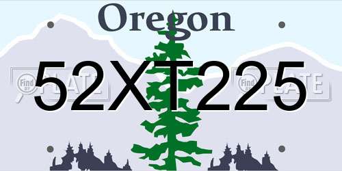 52XT225 Oregon License Plate