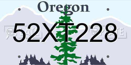 52XT228 Oregon License Plate