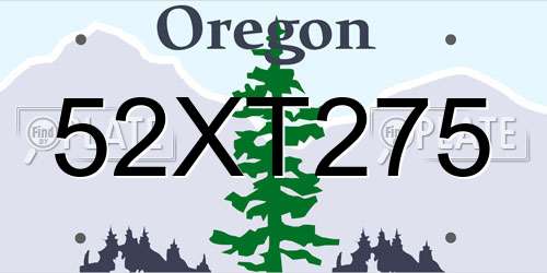 52XT275 Oregon License Plate