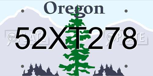 52XT278 Oregon License Plate