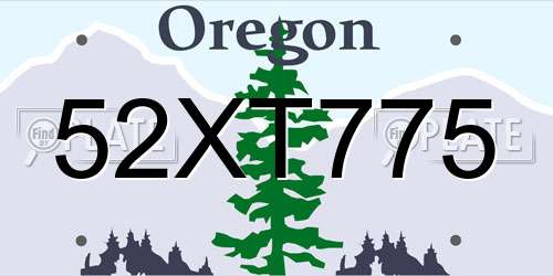 52XT775 Oregon License Plate