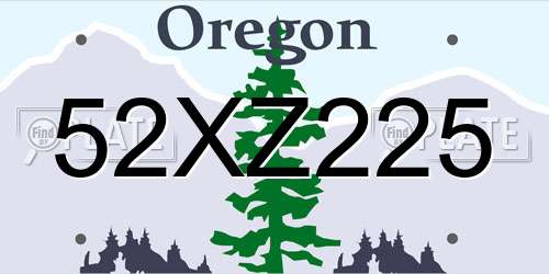52XZ225 Oregon License Plate