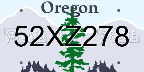52XZ278 Oregon License Plate