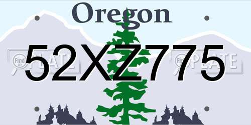 52XZ775 Oregon License Plate