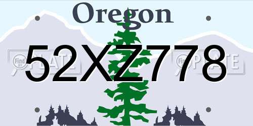 52XZ778 Oregon License Plate