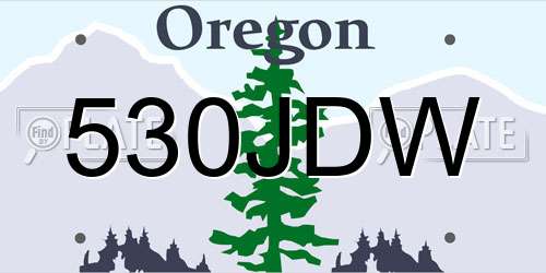 530JDW Oregon License Plate