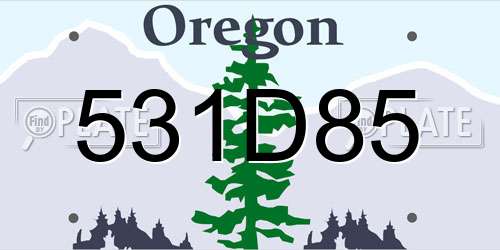 531D85 Oregon License Plate