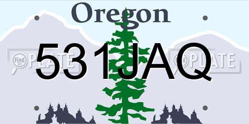 531JAQ Oregon License Plate