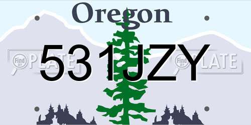 531JZY Oregon License Plate