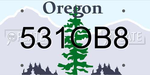 531OB8 Oregon License Plate