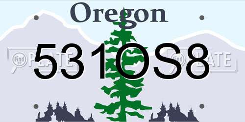 531OS8 Oregon License Plate