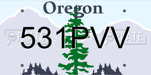 531PVV Oregon License Plate