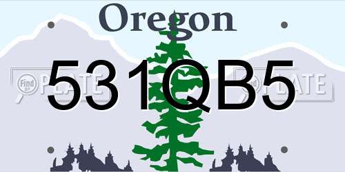 531QB5 Oregon License Plate
