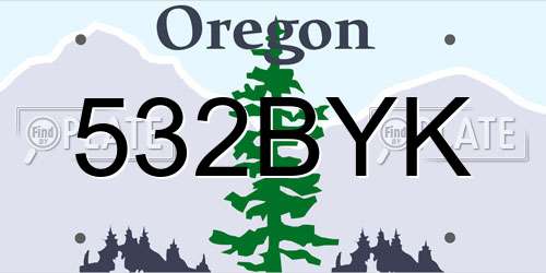 532BYK Oregon License Plate