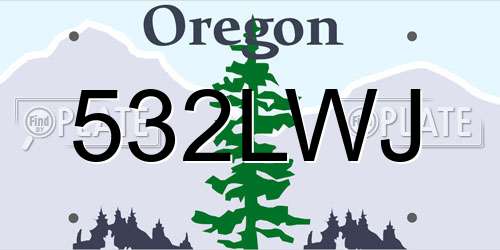 532LWJ Oregon License Plate