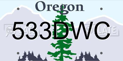 533DWC Oregon License Plate