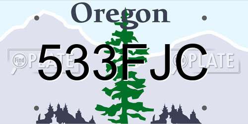 533FJC Oregon License Plate