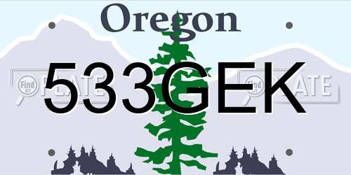 533GEK Oregon License Plate